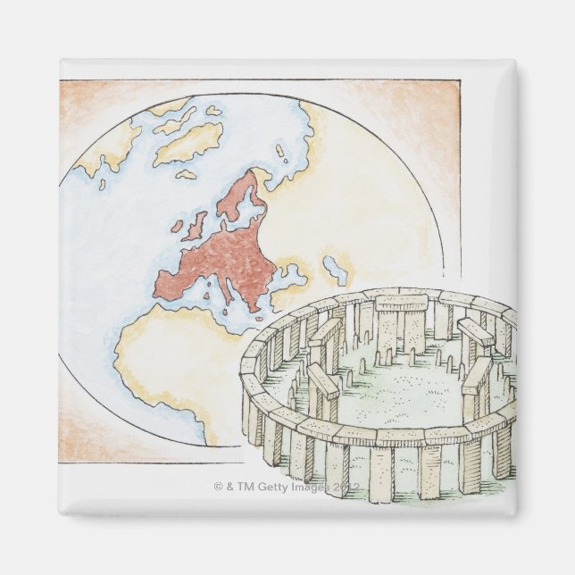 Íman Ilustração do círculo de pedra antiga em frente de (Frente)