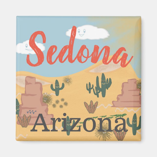Íman Ilustração do Deserto de Arizona Sedona (Frente)