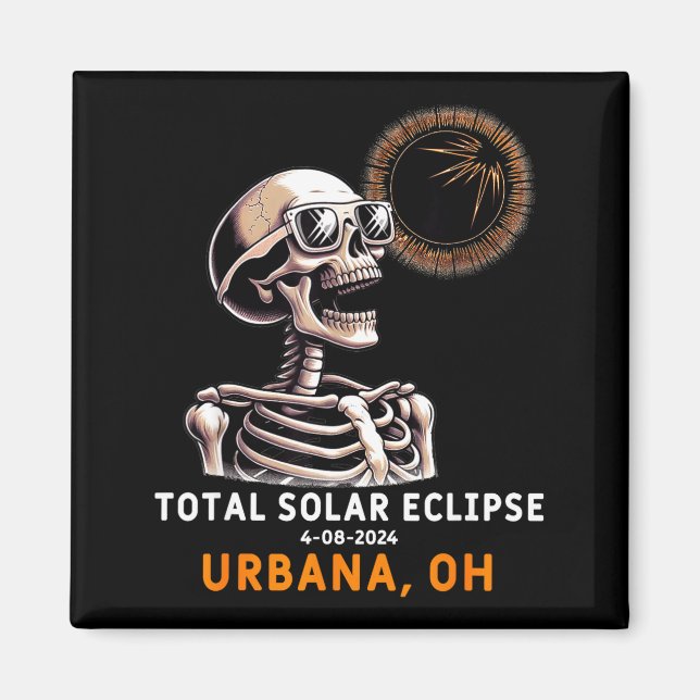 Íman Ilustração do Eclipse Solar Esqueleto Urbana Ohio (Frente)