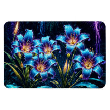 Ilustração do jardim noturno de flores bioluminesc