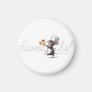 Íman Ilustração do Logotipo do Rato "Chef Doce"