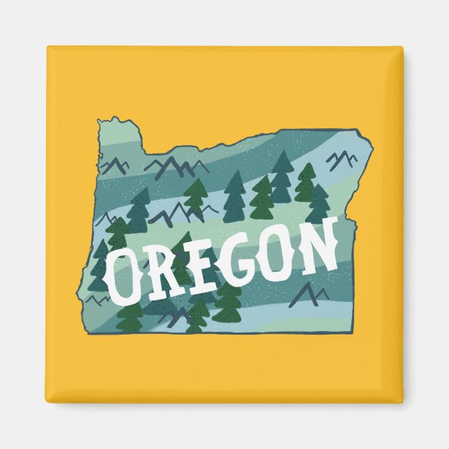 Íman Ilustração do Mapa do Estado do Oregon (Frente)