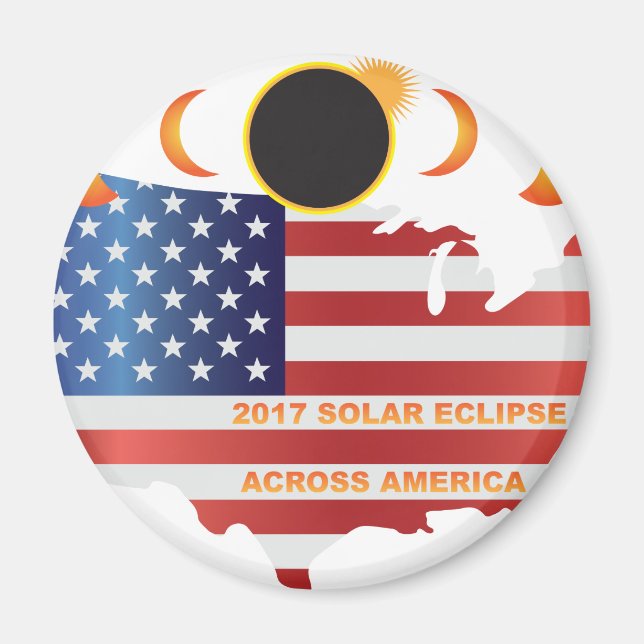 Íman Ilustração do Mapa Solar Eclipse 2017 nos EUA (Frente)