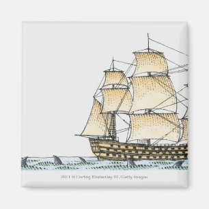 Íman Ilustração do navio de guerra do fim do século