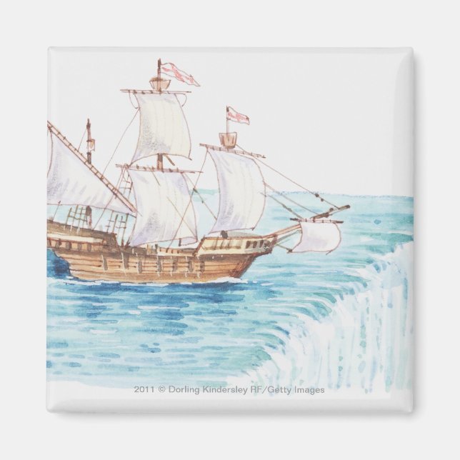 Íman Ilustração do navio que se aproxima do bordo da ca (Frente)