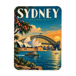 Íman Ilustração do pôr do sol em Sydney Austrália Arte