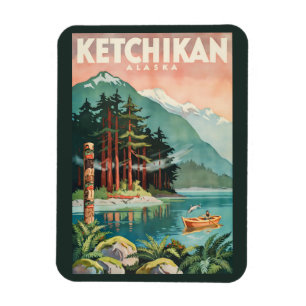 Íman Ilustração do Rio Ketchikan Alasca Arte de Viagem