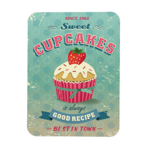 Íman Ilustração do sinal dos cupcakes do vintage