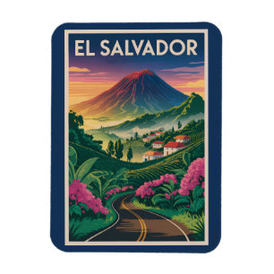 Íman Ilustração do Vulcão de El Salvador Arte de Viagem