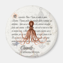 Íman Ilustração e Tipografia do Octopus Vintage náutico