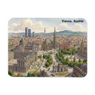 Íman Ilustração em aquarela da paisagem urbana de Viena