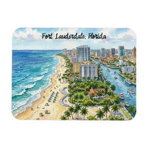 Íman Ilustração em Aquarela de Fort Lauderdale Flórida