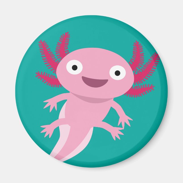 Íman Ilustração Engraçada Axolotl (Frente)