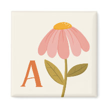 Ilustração Floral de Inicial Monograma Desenhada à