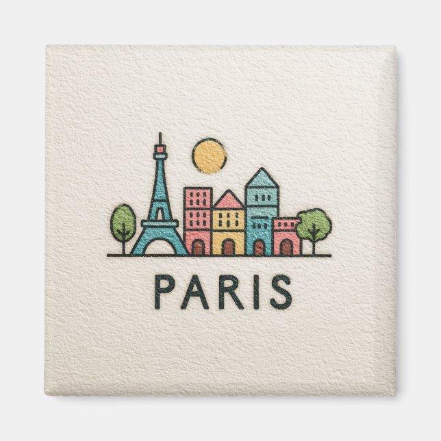 Íman Ilustração Fofa de Paris (Frente)