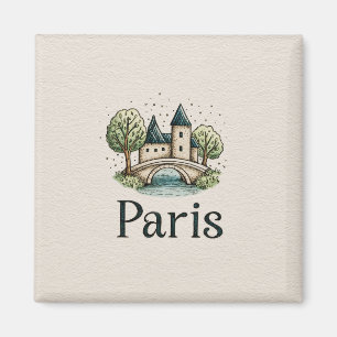 Íman Ilustração Fofa de Paris
