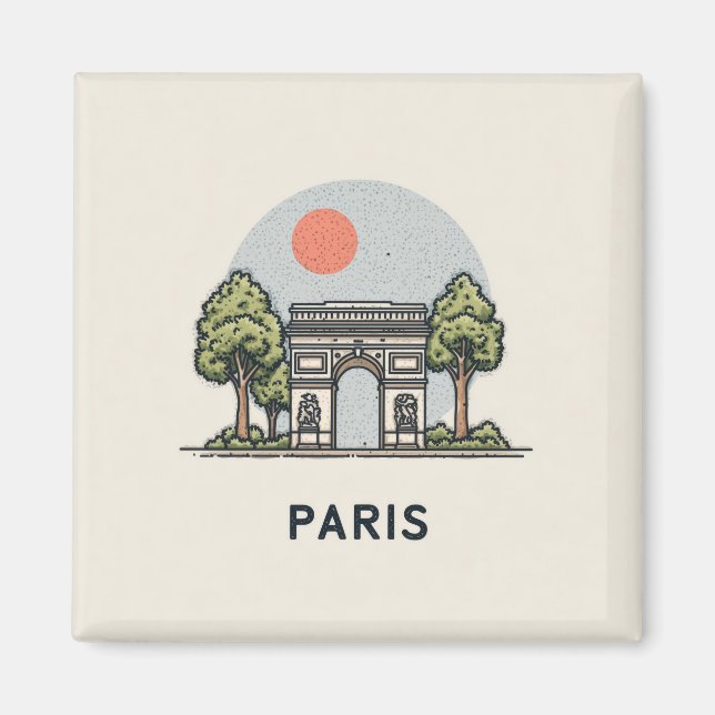Íman Ilustração Fofa de Paris (Frente)