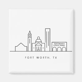 Íman Ilustração Minimalista da Silhueta de Fort Worth