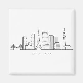 Íman Ilustração Minimalista da Silhueta de Tóquio