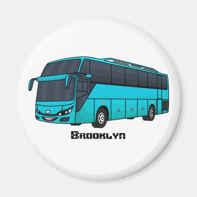 Íman Ilustração moderna do desenho animado do ônibus de (Frente)
