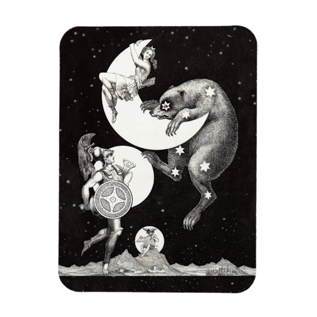 Íman Ilustração Noturna do Deus do Universo da Lua Cele (Vertical)