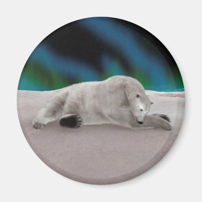 Íman Ilustração Pacífica de Urso Polar na Natureza Árti (Frente)