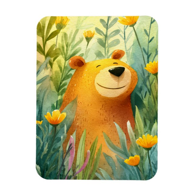 Íman Ilustração pintada adorável de um urso fofo (Vertical)