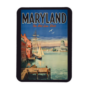 Íman Ilustração Pintura de Viagem de Annapolis Maryland