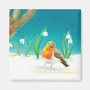 Íman Ilustração Red Robin Bird