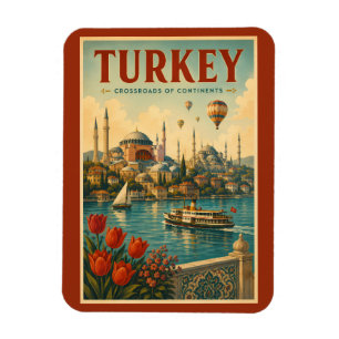 Íman Ilustração Retro da Mesquita Azul Hagia Sophia da