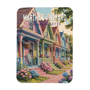 Íman Ilustração Retro de Martha's Vineyard Massachusett