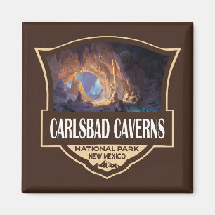 Íman Ilustração Retro do Parque Nacional Carlsbad Caver