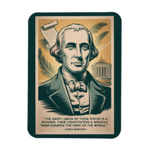 Íman Ilustração Retro do Quarto Presidente James Madiso