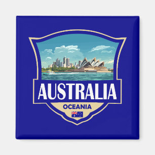 Íman Ilustração Retro Insígnia Austrália