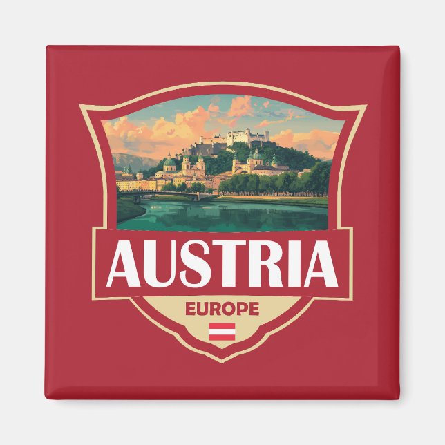Íman Ilustração Retro Insígnia da Áustria (Frente)