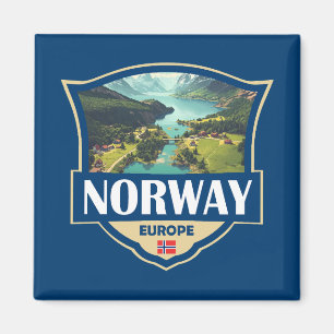 Íman Ilustração Retro Insígnia Noruega