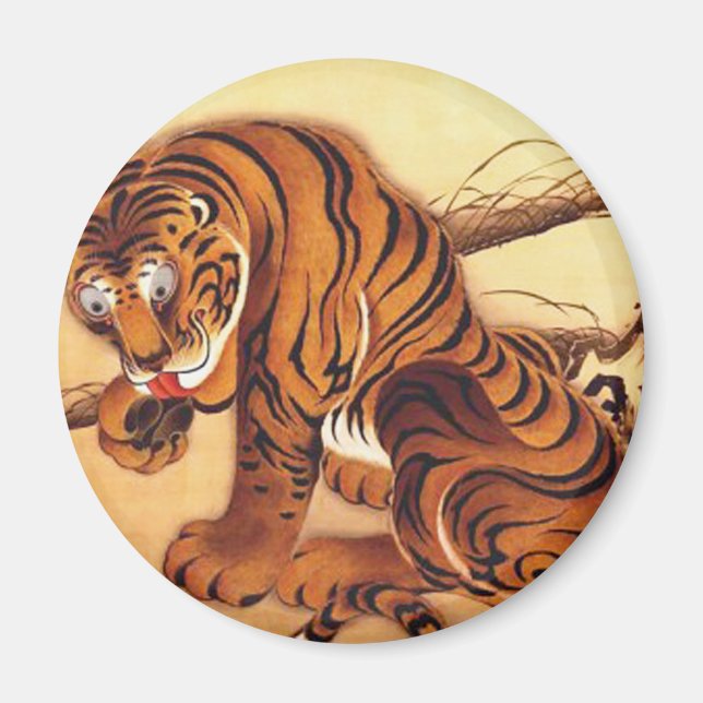 Íman Ilustração Tiger de Ito Jakuchu (Frente)