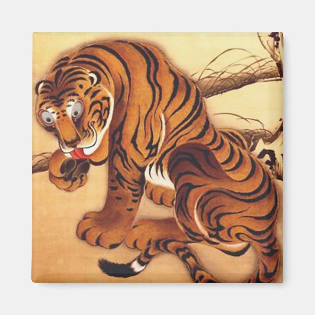 Íman Ilustração Tiger de Ito Jakuchu (Frente)