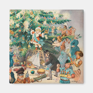 Íman Ilustração Vintage Árvore de Natal do Puck, 1902