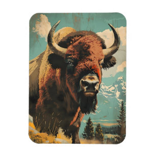Íman Ilustração Vintage Bison