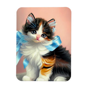 Íman Ilustração Vintage Calico Kitten