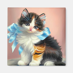 Íman Ilustração Vintage Calico Kitten
