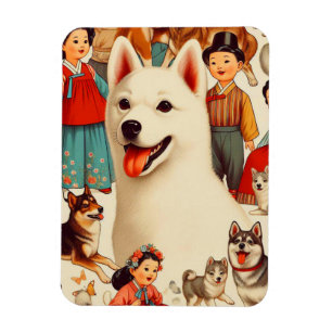 Íman Ilustração Vintage Coreano Jindo