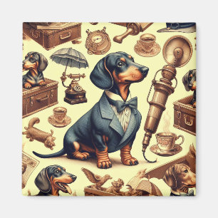 Íman Ilustração Vintage Dachshund