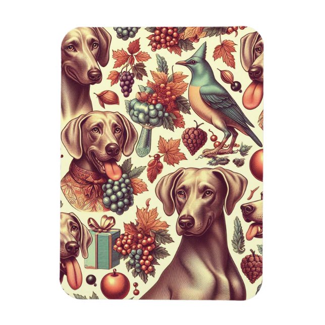 Íman Ilustração Vintage Weimaraner Seamless (Vertical)