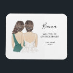 Íman Ilustrado Você será meu ímã de damas de honra?<br><div class="desc">Simples e clássico imã "Você será minha dama de honra?" com noiva e dama de honra. Personalize o nome e a função de sua preferência.</div>