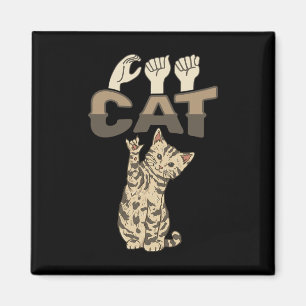 Íman ILY Cat ASL Gesto manual surdo audição perda de au
