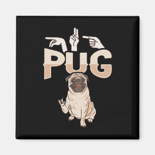 Íman ILY Pug ASL Gesto manual surdo perda auditiva Awar