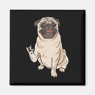 Íman ILY PUG DOG ASL Gesto manual surdo ouvindo perda A