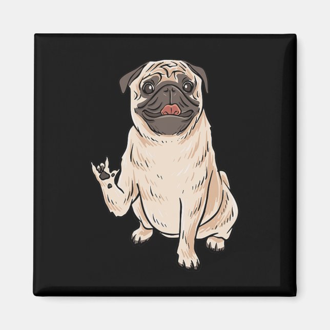Íman ILY PUG DOG ASL Gesto manual surdo ouvindo perda A (Frente)